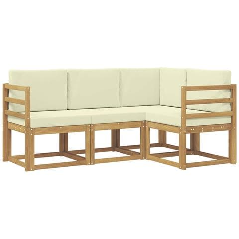 Set di divani da esterno con cuscino 4 pcs Bianco e Crema - Foto 1