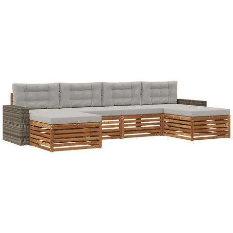 Set divani con cuscino 6 pcs Legno di Acacia Massello - Foto 1
