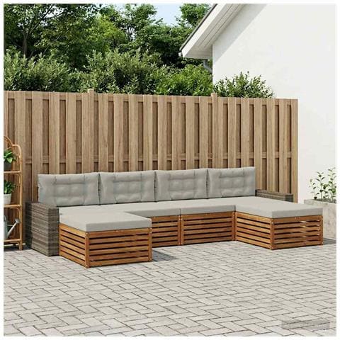 Set divani con cuscino 6 pcs Legno di Acacia Massello - Foto 2