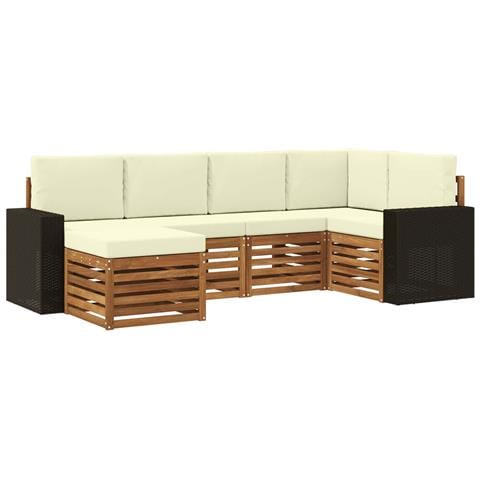 Set divano sezionale con cuscino 6 pcs Naturale e Crema - Foto 1