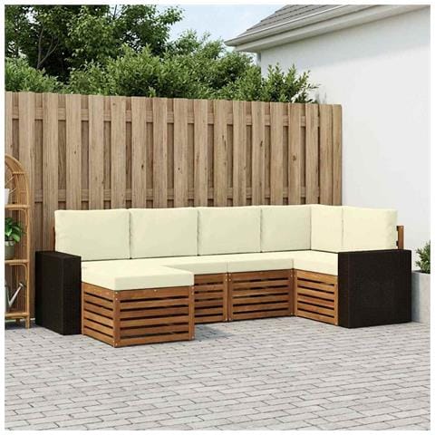 Set divano sezionale con cuscino 6 pcs Naturale e Crema - Foto 2