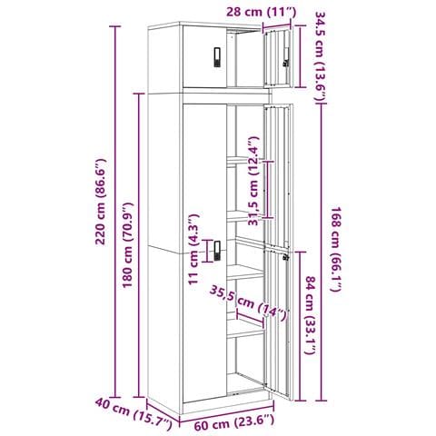 Armadio 2 pz Rosa 60 x 40 x 220 cm Acciaio Bloccabile - Foto 10