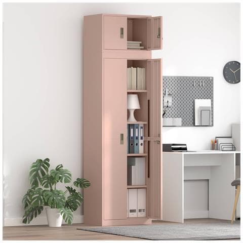 Armadio 2 pz Rosa 60 x 40 x 220 cm Acciaio Bloccabile - Foto 2