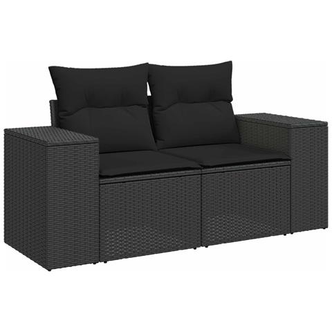 Set di divani 8 pz Nero Rattan sintetico e Acciaio - Foto 2