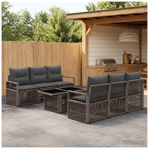 Set Divano da Giardino 7 pz Grigio e Grigio Scuro polyrattan - Foto 2
