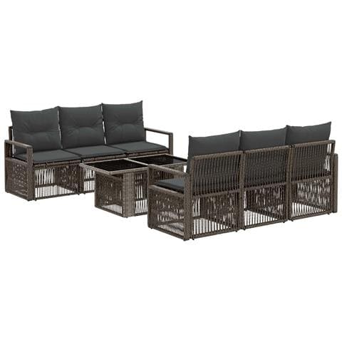 Set Divano da Giardino 7 pz Grigio e Grigio Scuro polyrattan - Foto 1
