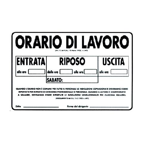 Cartello in plastica - orario di lavoro - 07703300PLB0300X0200 - Foto 4