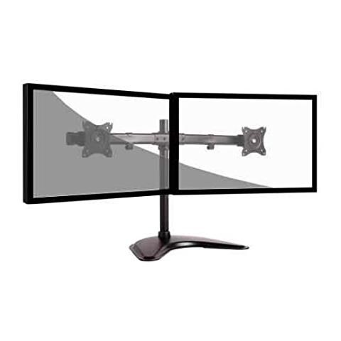 Braccio Supporto da Tavolo con Base per 2 Monitor 13-27" Fino a 8 Kg Asta Orizzontale Curva - Foto 1