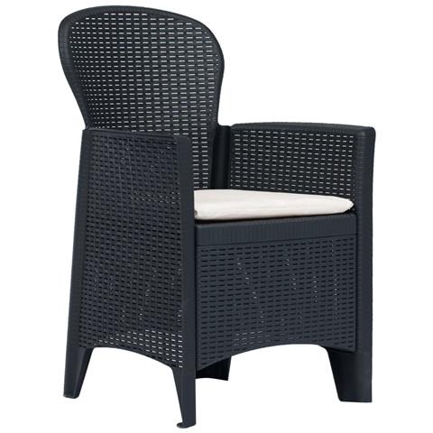 Sedie Da Giardino 2 Pz Cuscino Antracite Plastica Stile Rattan - Foto 7