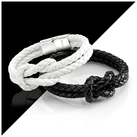 Bracciale da Donna in Pelle Premium, ""Knot"", 20cm, Bianco - Foto 2