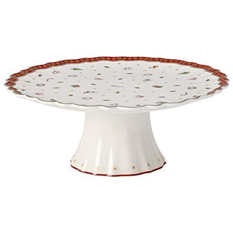 Toy's Delight Alzata Per Torta, 28 Cm, Porcellana Premium, Bianco / rosso - Foto 1