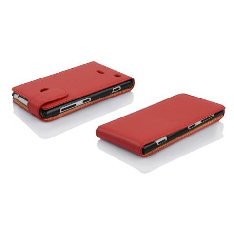 Custodia Compatibile Con Nokia Lumia 720 In Rosso Cremisi - Coperchio Protettivo In Design Flip Realizzato In Similpelle Testurizzata - Foto 2