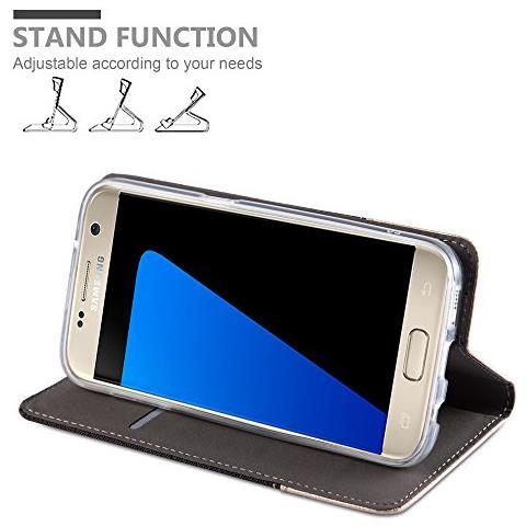 Custodia Compatibile Con Samsung Galaxy S7 In Antracite Oro - Coperchio Protettiva Con Chiusura Magnetica, Funzione Stand E Tasca Per Le Carte - Foto 2