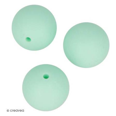 Perlina Di Silicone Tonda X 3 - 15 Mm - Verde Acqua - Foto 1