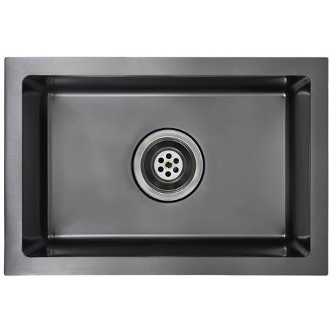 Lavello Da Cucina Lavorato A Mano Con Filtro Nero Acciaio Inox - Foto 1