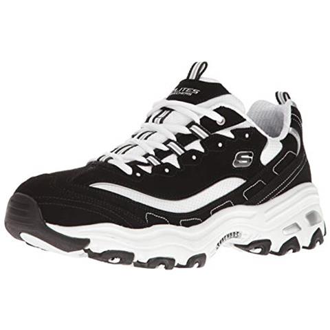 Skechers D'lites, Scarpe Da Ginnastica Basse Uomo, Nero Nero Trubuck Bianco Mesh Silver Trim Bkw, 41 Eu - Foto 1