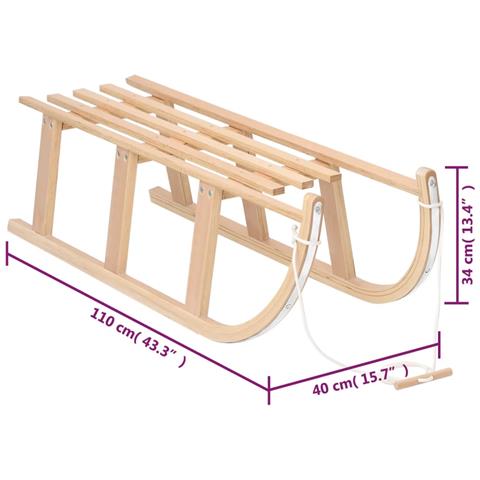 Slitta Da Neve 110x40x34 Cm In Compensato - Foto 2
