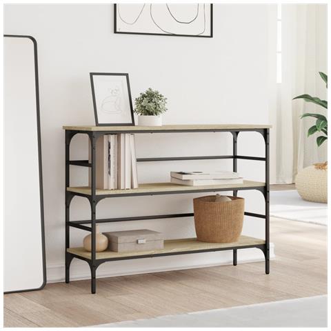 Tavolo Consolle Rovere Sonoma 100x32x75 Cm In Legno Multistrato - Foto 3