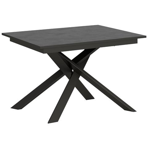 Tavolo Allungabile 90x120/180 Cm Ganty - Bordo Antracite Telaio Antracite - Antracite Spatolato - Foto 5