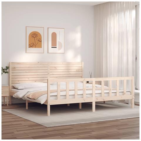 Giroletto con Testiera Super King Size in Legno Massello - Foto 1