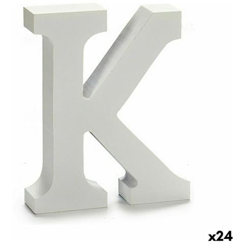 Lettera K Legno Bianco (2 X 16 X 14,5 Cm) (24 Unità) - Foto 1