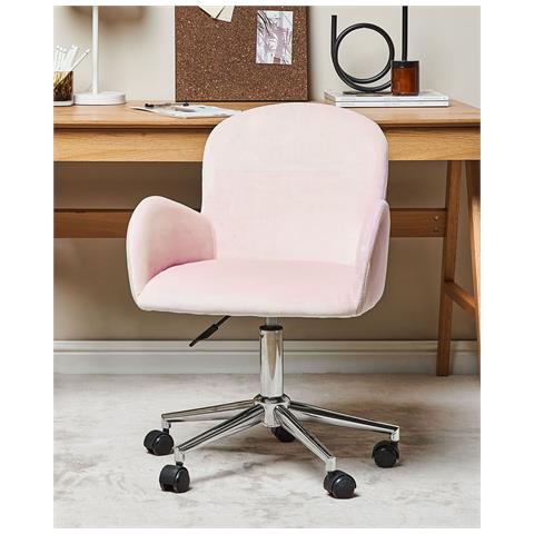 Sedia Da Scrivania Priddy Velluto Rosa - Foto 1