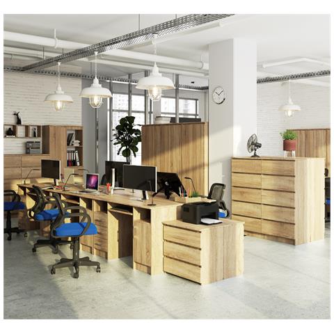 Scrivania ANA, 1 anta e 3 cassetti, 124x52x74 cm, Colore Sonoma Quercia - Foto 7