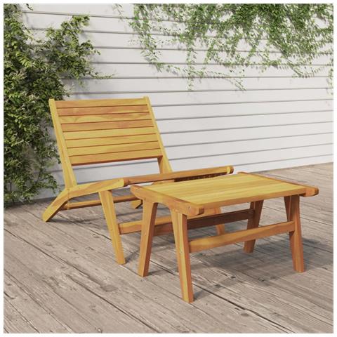 Sedia Da Giardino Con Poggiapiedi In Legno Massello Di Teak - Foto 1