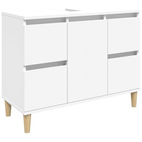 Mobile Lavabo Bianco 80x33x60 Cm In Legno Multistrato - Foto 2