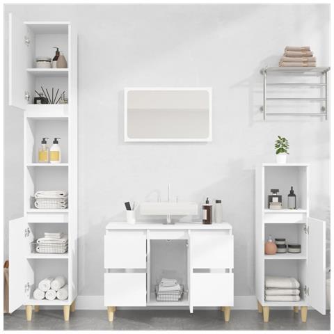 Mobile Lavabo Bianco 80x33x60 Cm In Legno Multistrato - Foto 3