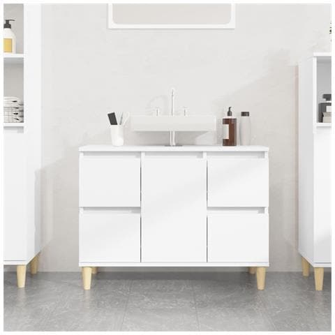 Mobile Lavabo Bianco 80x33x60 Cm In Legno Multistrato - Foto 1