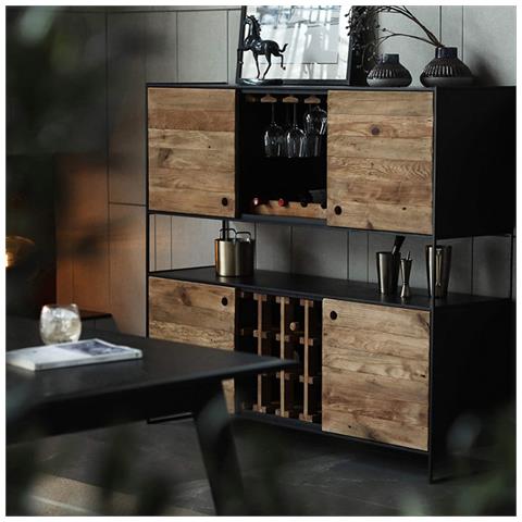 Mobile Credenza Vetrina In Legno E Metallo Portabottiglie E Appendi Calici Per Interno Locali Mumbai - Foto 2