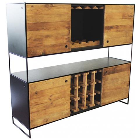 Mobile Credenza Vetrina In Legno E Metallo Portabottiglie E Appendi Calici Per Interno Locali Mumbai - Foto 1