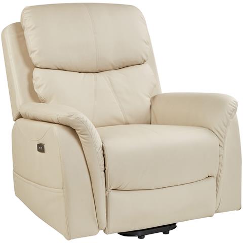 Poltrona Reclinabile Elettricamente Pelle Sintetica Bianco Crema Glorie - Foto 2
