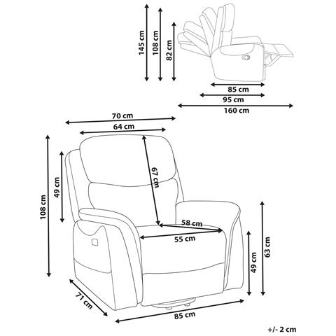 Poltrona Reclinabile Elettricamente Pelle Sintetica Bianco Crema Glorie - Foto 6