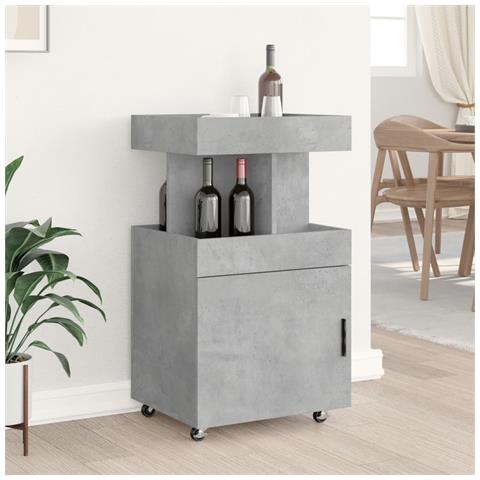 Carrello Bar Grigio Cemento 50x41x89 Cm In Legno Multistrato - Foto 3