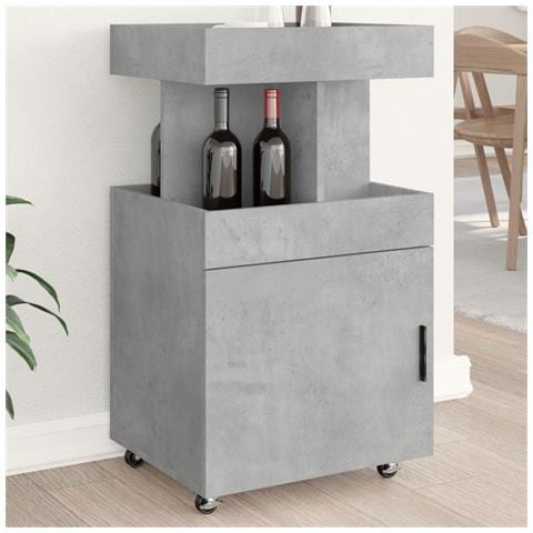 Carrello Bar Grigio Cemento 50x41x89 Cm In Legno Multistrato - Foto 1