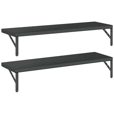 Mensole A Muro 2 Pz 100x30 Cm Nero In Acciaio Inossidabile - Foto 2