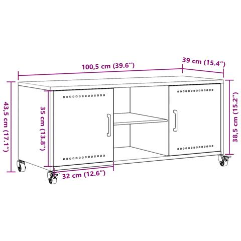 Mobile TV Antracite 100,5x39x43,5 cm Acciaio - Foto 2
