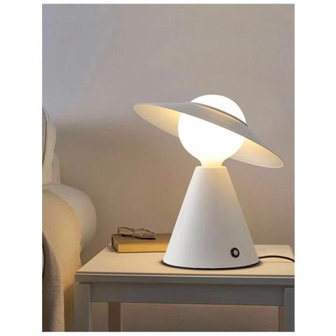 Lampada Da Tavolo Scrivania Comodino Lume Porta Lampadina E27 Lumetto Bianco - Foto 1