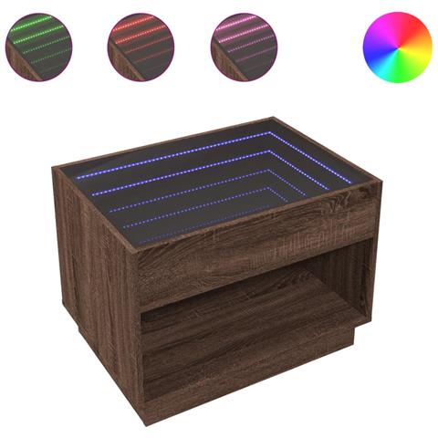 Tavolino Da Salotto Con Led Infinity Rovere Marrone 70x50x50 Cm - Foto 2