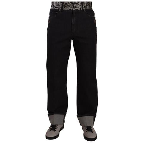 Jeans In Denim Dritto Con Corona Jacquard Blu - It46 - S - Foto 1