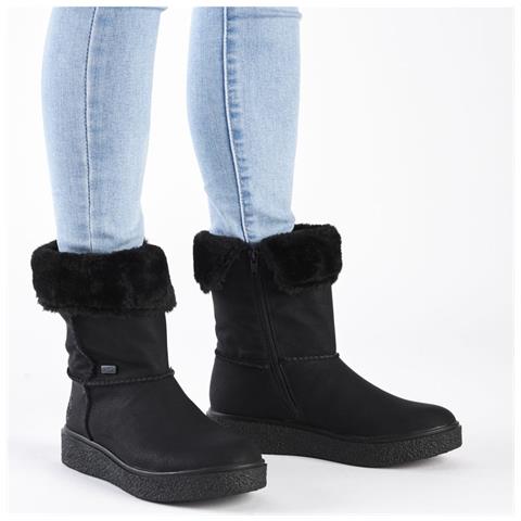 Black Casual Closed Ladies Mid Height Boots Stivaletti Pelle Sintetica Scarpe Donna Nero Eu 40, Y0090-00 - Foto 2