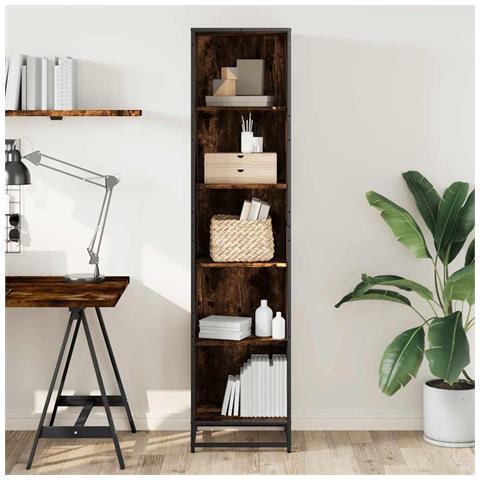 Libreria Rovere Fumo 40x35x170,5 Cm In Legno Multistrato - Foto 3