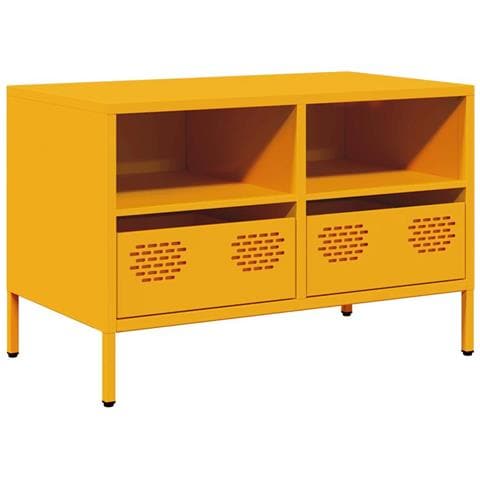 Mobile Tv Giallo Senape 68x39x43,5cm Acciaio Laminato A Freddo - Foto 2