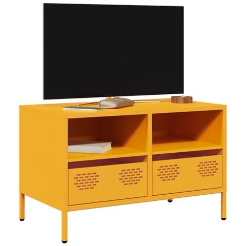 Mobile Tv Giallo Senape 68x39x43,5cm Acciaio Laminato A Freddo - Foto 1