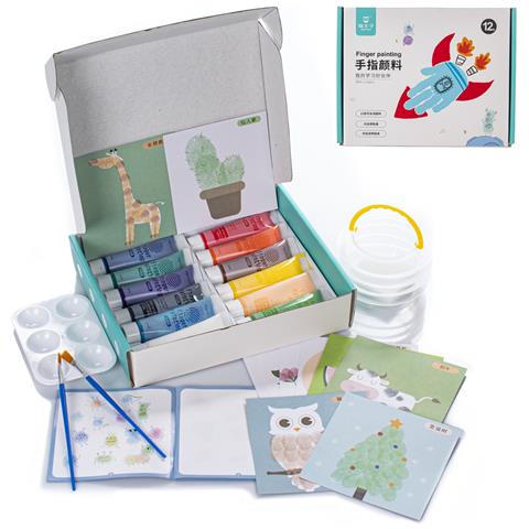 Set 12 Colori Pittura Acrilica Per Dita Non Tossica Con Accessori. - Foto 1