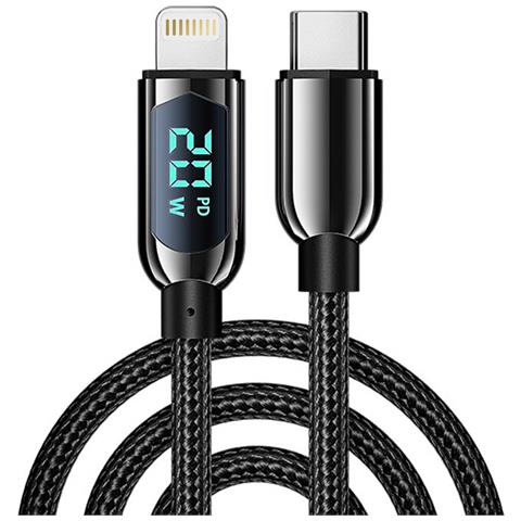Cavo Usb-c 2.0 A Lightning Da 20w, Ricarica Rapida, Display Digitale, 1,2 Metri. Lega Di Zinco. - Foto 1
