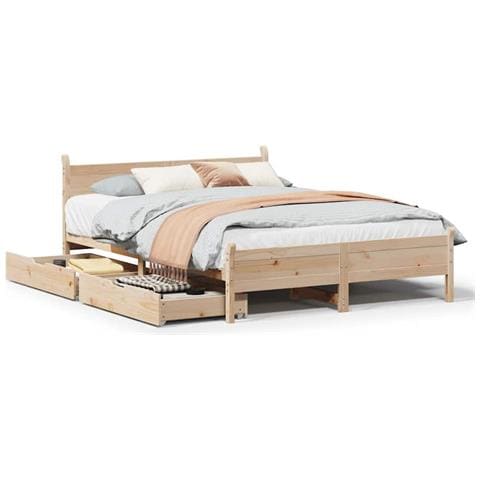 Letto senza Materasso 120x190 cm in Legno Massello di Pino - Foto 1