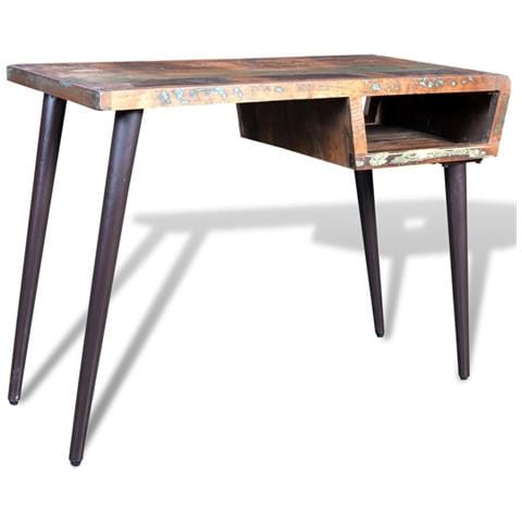 Lusso Casadino -  Scrivania In Legno Di Recupero Con Gambe In Ferro - Foto 2